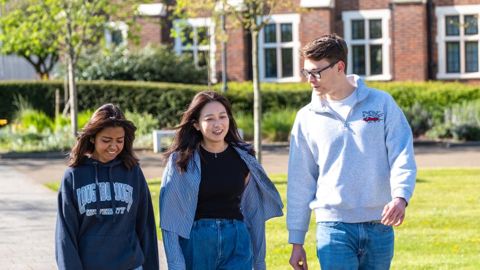 Three students on campus