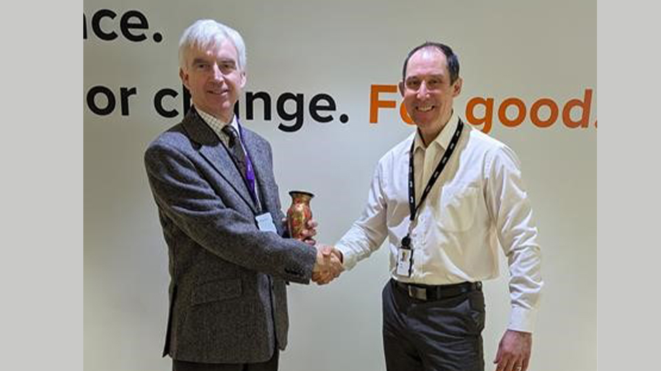 Duncan Froggatt receiving his award