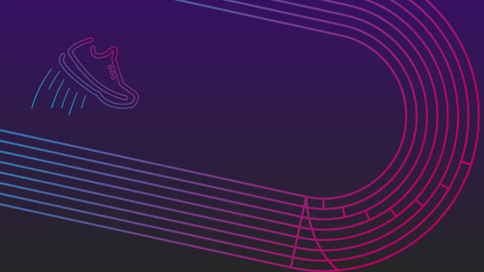 An illustration of a running track and sports trainer