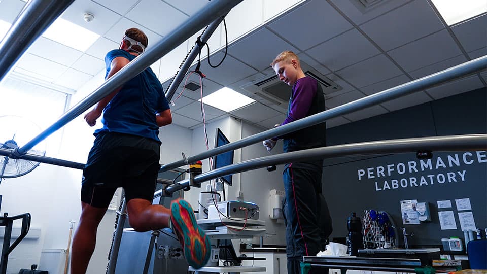 Paul Robinson completing a physiology assessment at Loughborough University.