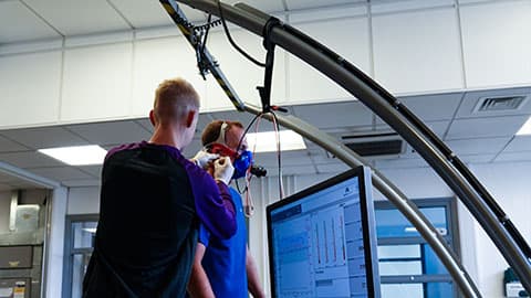 Paul Robinson completing a physiology assessment at Loughborough University.