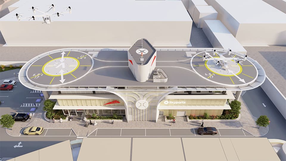 A visualisation of the Vertiport in Dubai.