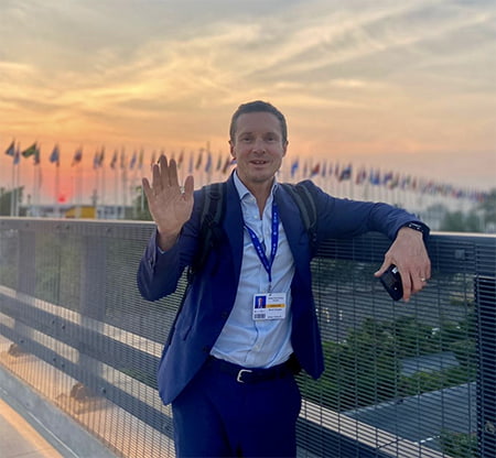 Bruce Douglas waving