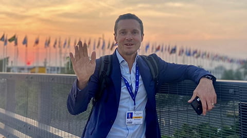 Bruce Douglas waving