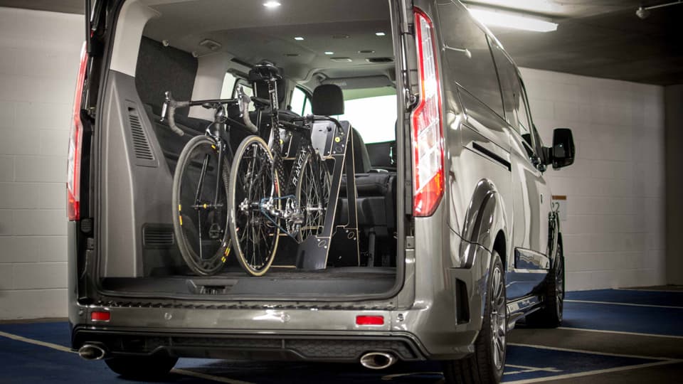 Bikes in a Bike Stow in a van