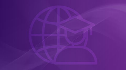 Purple graphic with a faint outline graphic of a person.