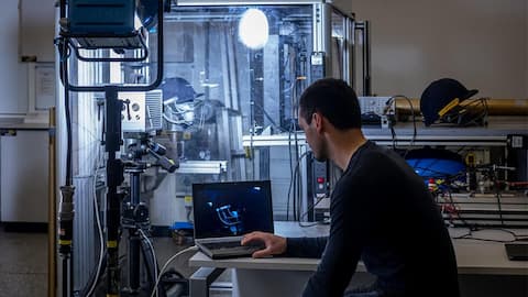 Student in an engineering lab