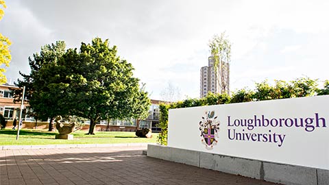 Loughborough University sign on campus