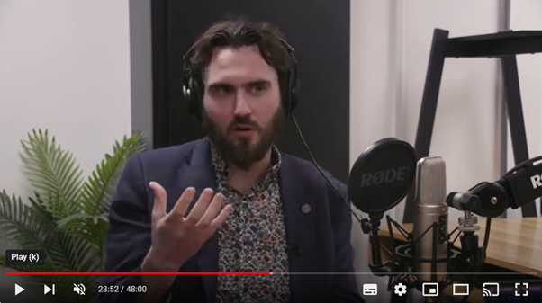 Josh Milburn talking on the podcast
