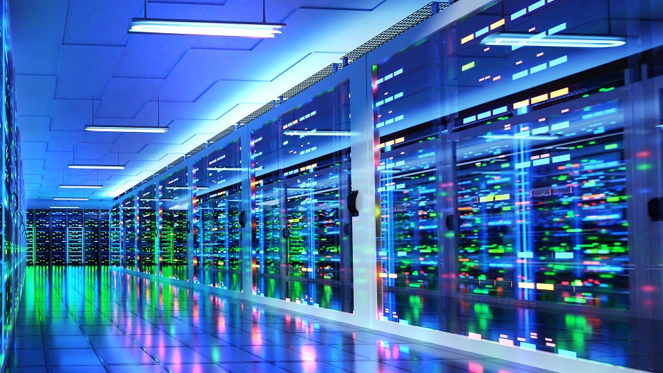 A brightly coloured data centre