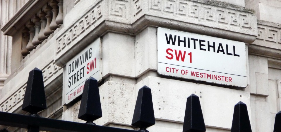 Street sign for Whitehall in London