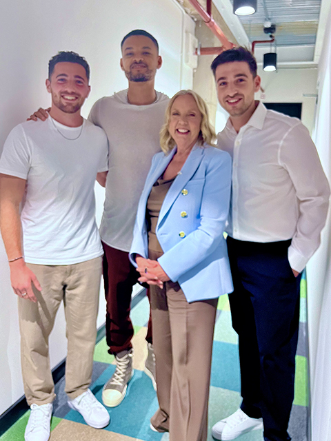 Kitt Medical founders with Deborah Meaden and Steven Bartlett