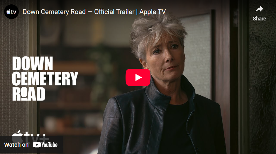 Screenshot of Emma Thompson in the drama Cemetery Road