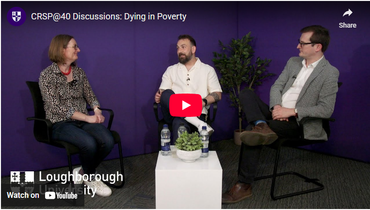 A still from a video featuring Loughborough's Dr Juliet Stone talking about dying in poverty