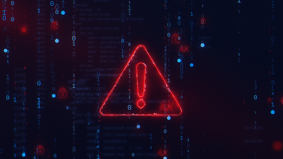 Red exclamation mark on digital background