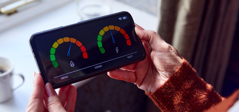 A person holding a smart meter