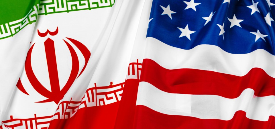 Iran and US flags together