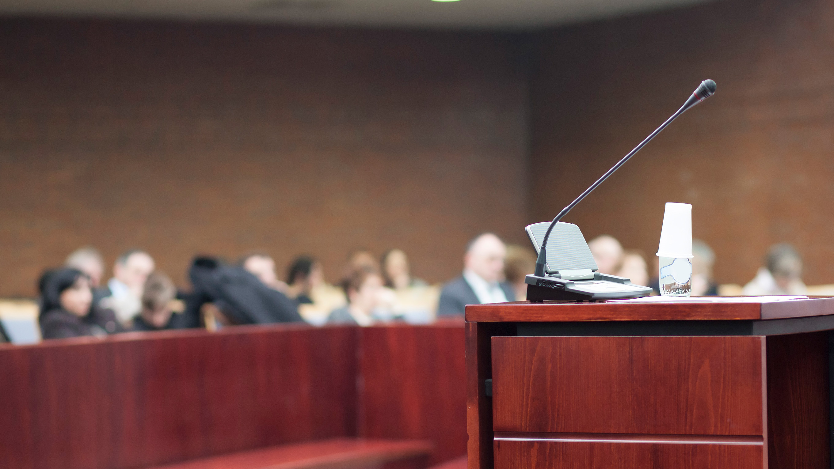 Courtroom with jury sat in background