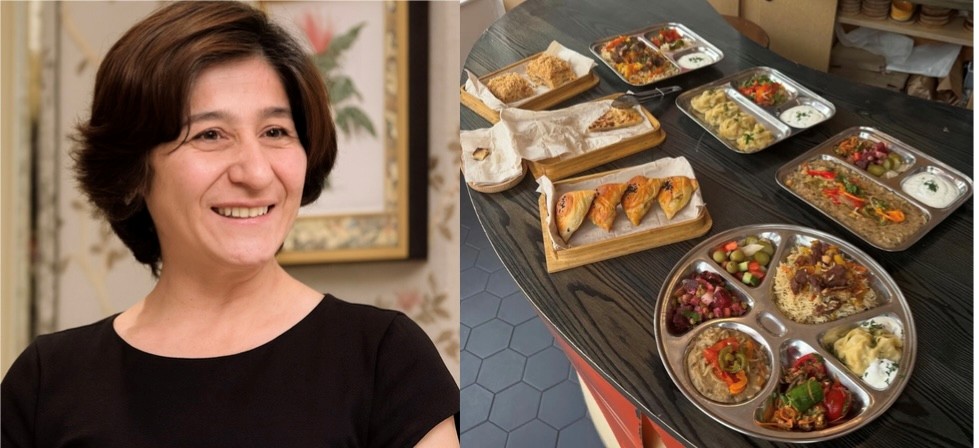 Street food vendor and business owner Sanobar Majidova and some of the traditional Ukbek food she creates