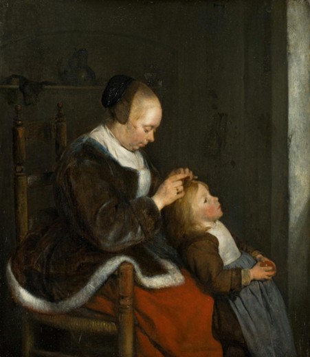 The painting, Hunting for Lice by Gerard ter Borch (1652)