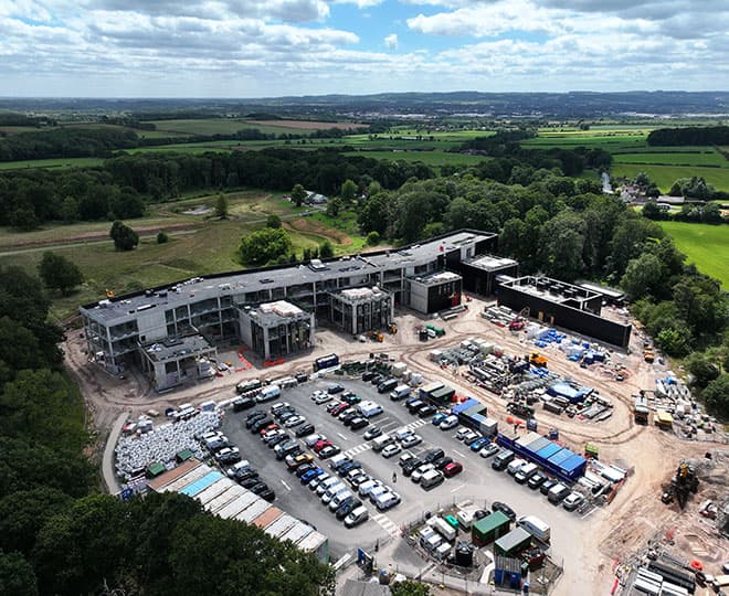 Aerial shot of National Rehabilitation Centre construction progress
