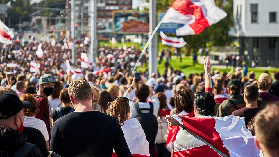 Largest peaceful demonstration in Minsk, Belarus