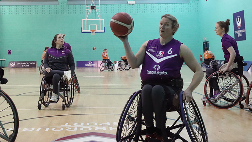 The Loughborough Lightning women's basketball team playing a match