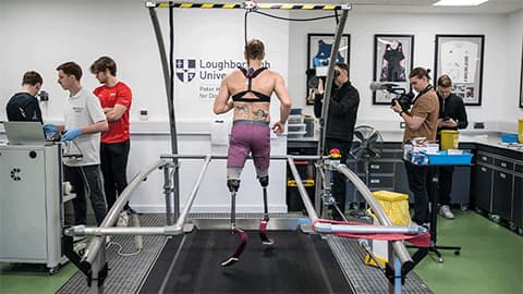 Richard Whitehead at testing lab at Loughborough University - running on the treadmill