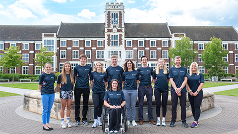 members of the phc in front of loughborough fountain wearing sport kit branded for paris 2024