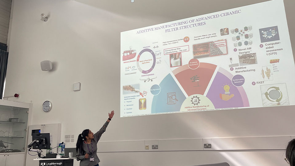 Student, Parvathi, delivering talk at the AACME 3 Minute Thesis competition