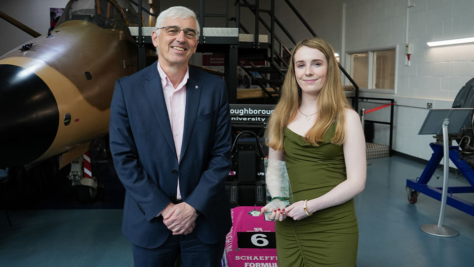 Automotive student Grace with Dean of AACME Chris Rielly
