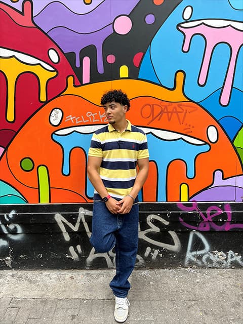 Jared Lilliefelth against a vibrant wall