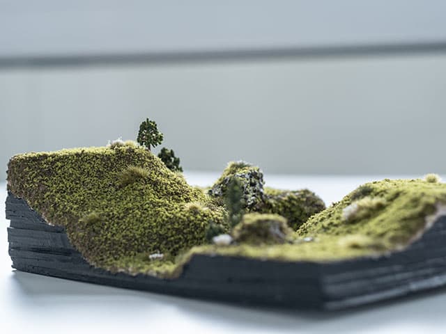 A miniature model landscape.