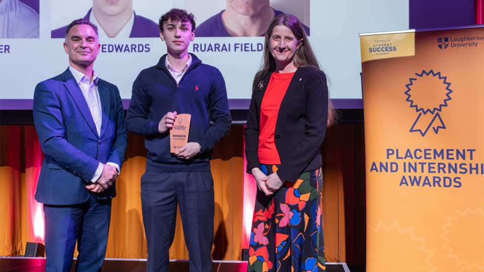 Alex Edwards receives the Overall Postgraduate Internship Award from Professor Sam Grogan and Professor Rachel Thomson.