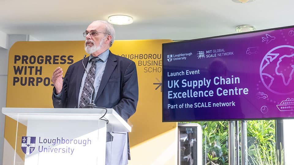 Eric Grimson delivering a speech at the UK Supply Chain Excellence Centre launch event.