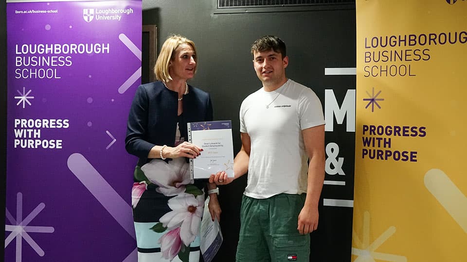 Will Stam with their award certificate from Jan Godsell.