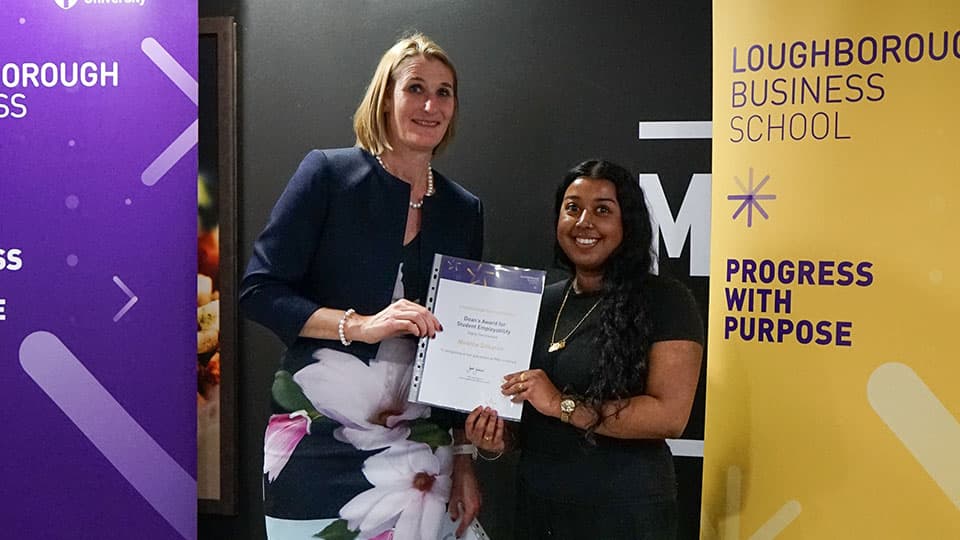 Nivetha Srikaran with their award certificate from Jan Godsell.