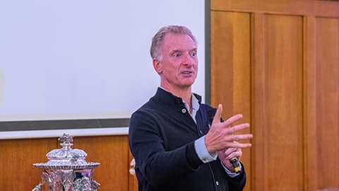 Steven Clarke giving a speech