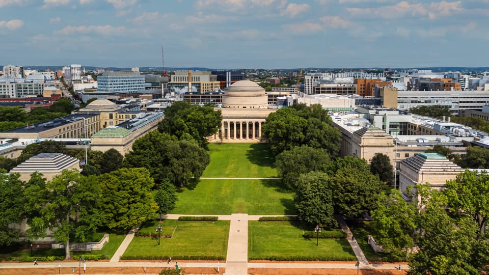 Bird's eye view of the MIT campus.
