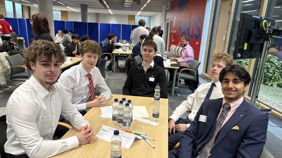 Students from one Loughborough Business School team at the UBC semi-finals.