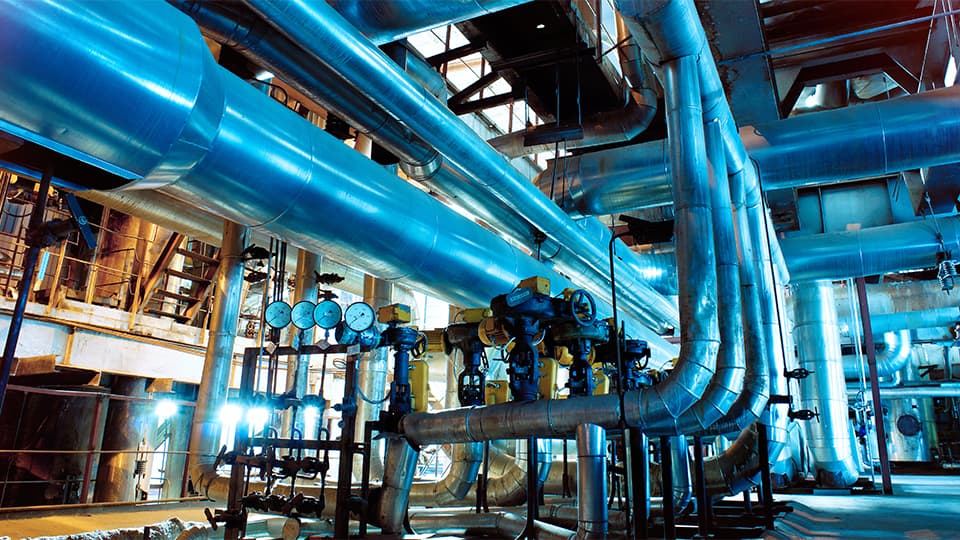 image of pipes and industrial work in a lab