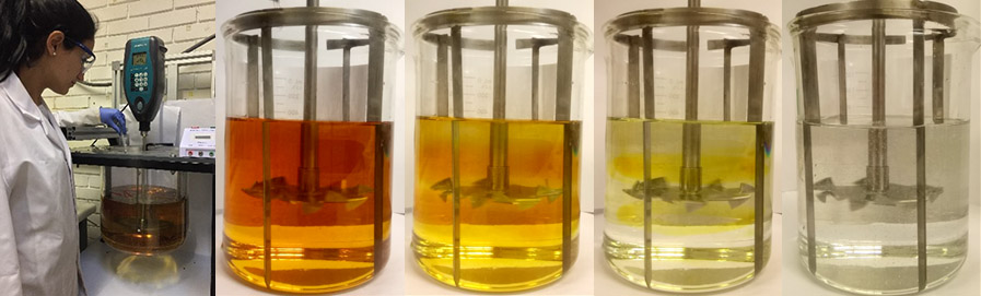 Example experiment from 20 litres scale showing the propagation of the added liquid