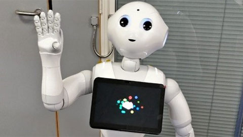 a close up of Pepper the robot