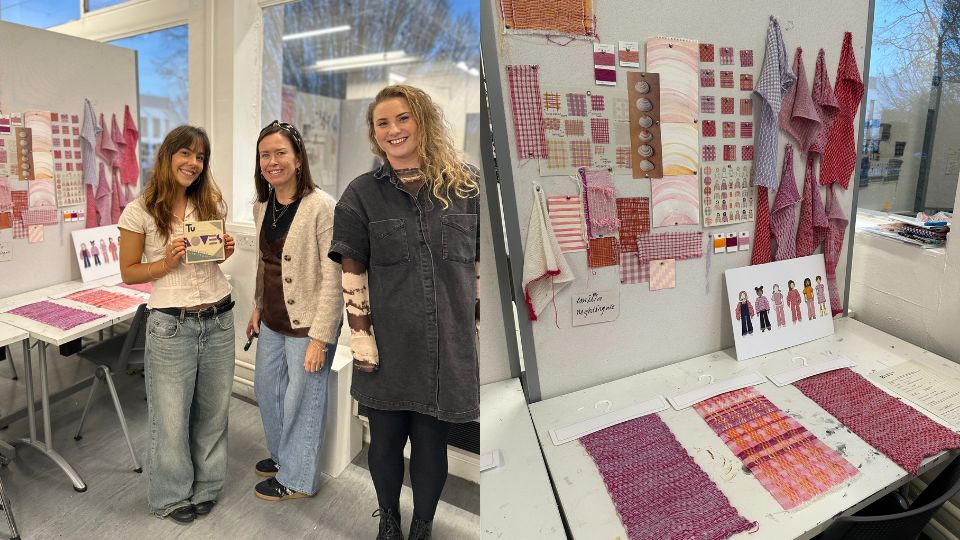 Emelia Nightingale, winner of the textiles brief, stood with members of Sainsbury's Tu team