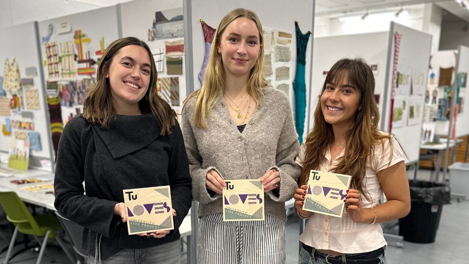 Aimee, Emelia, Hattie all stood together holding their awards