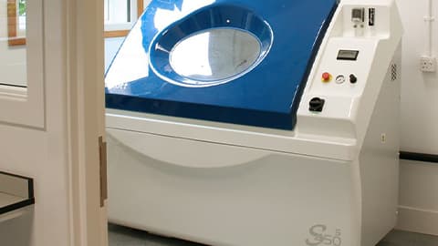 equipment in lab with blue lid
