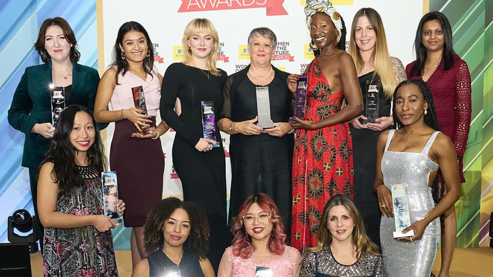 the winners pose for a photo at the Women of the Future in Science awards