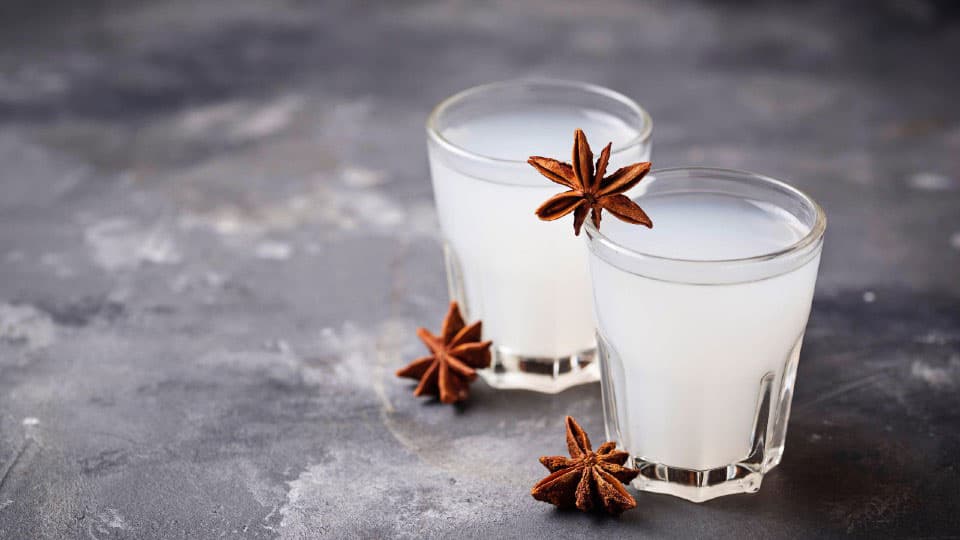 two glasses of ouzo drink
