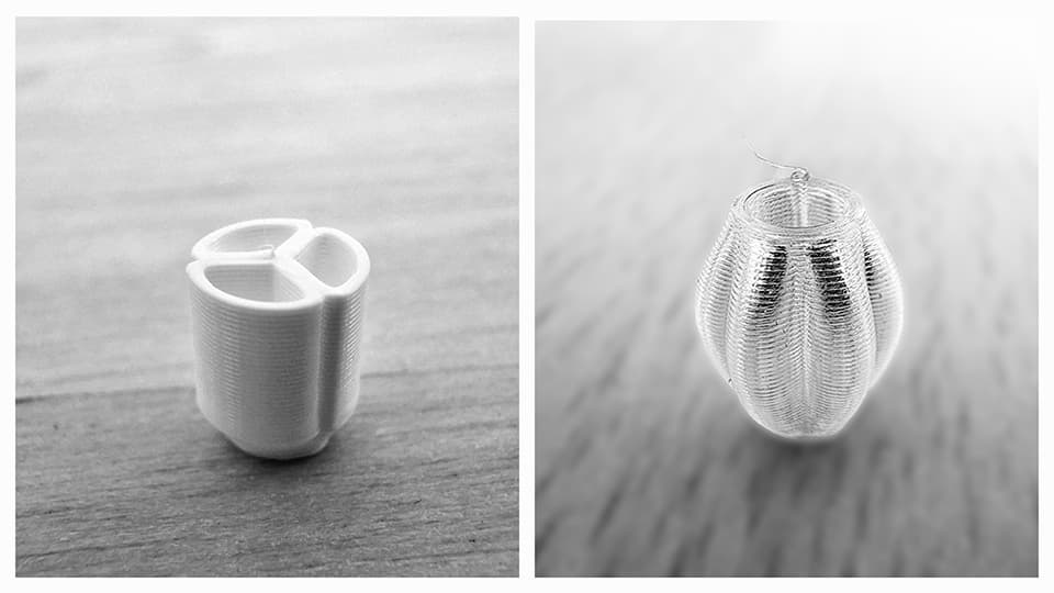 Two 3D printed objects in white