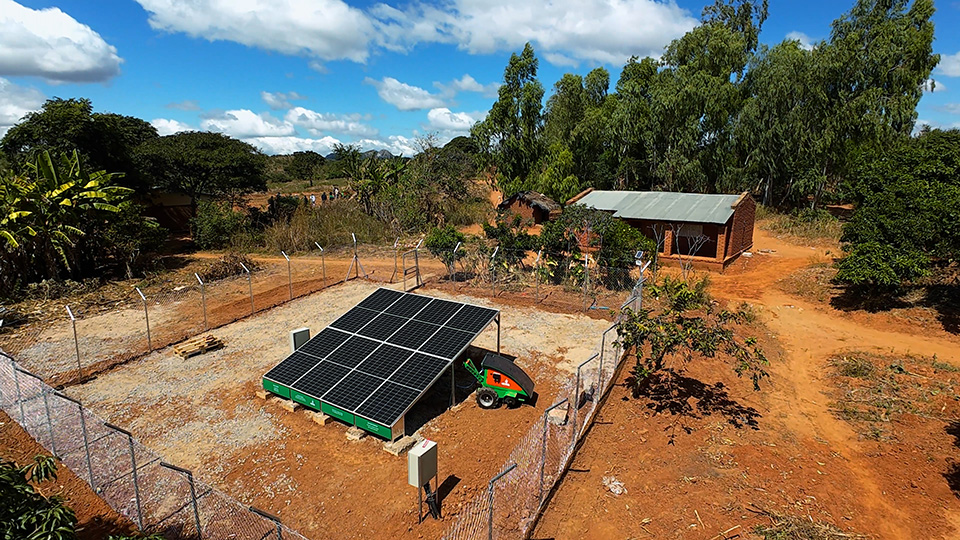Solar panels in an African setting